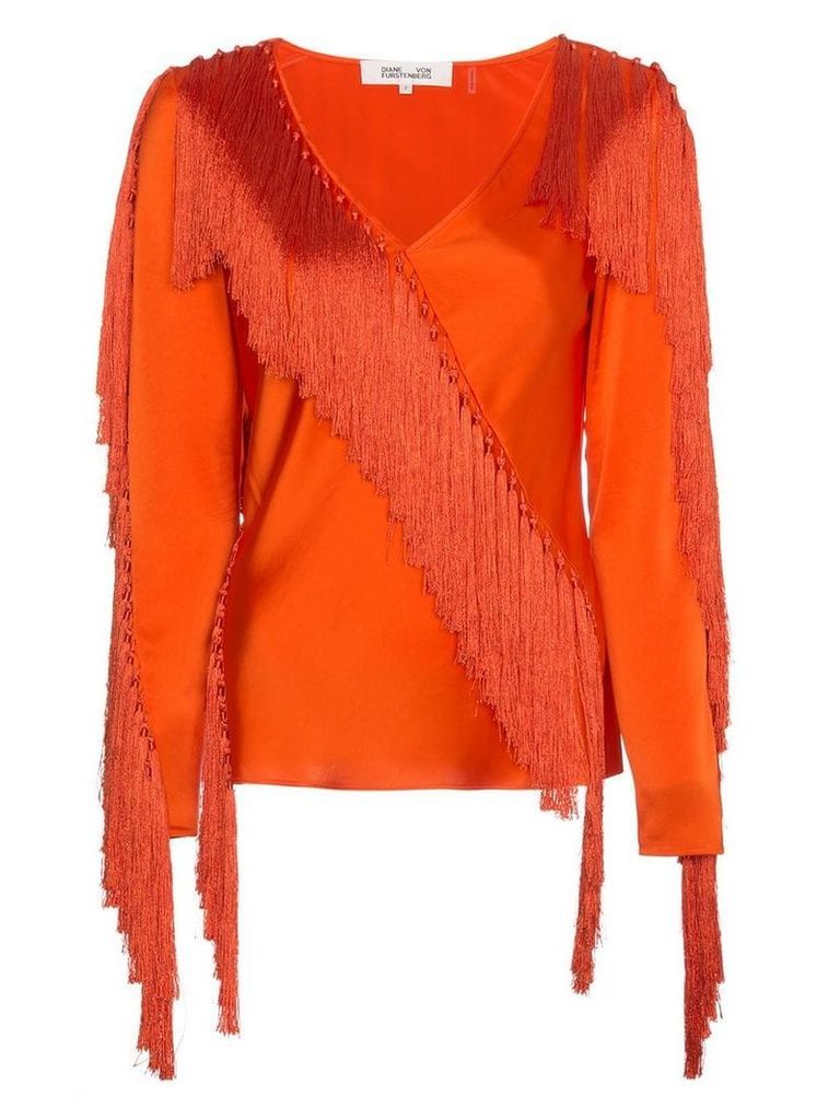 Diane von Furstenberg V-neck fringed blouse - Orange
