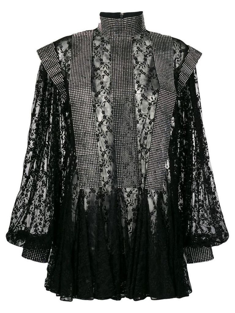 Christopher Kane crystal lace godet dress - Black