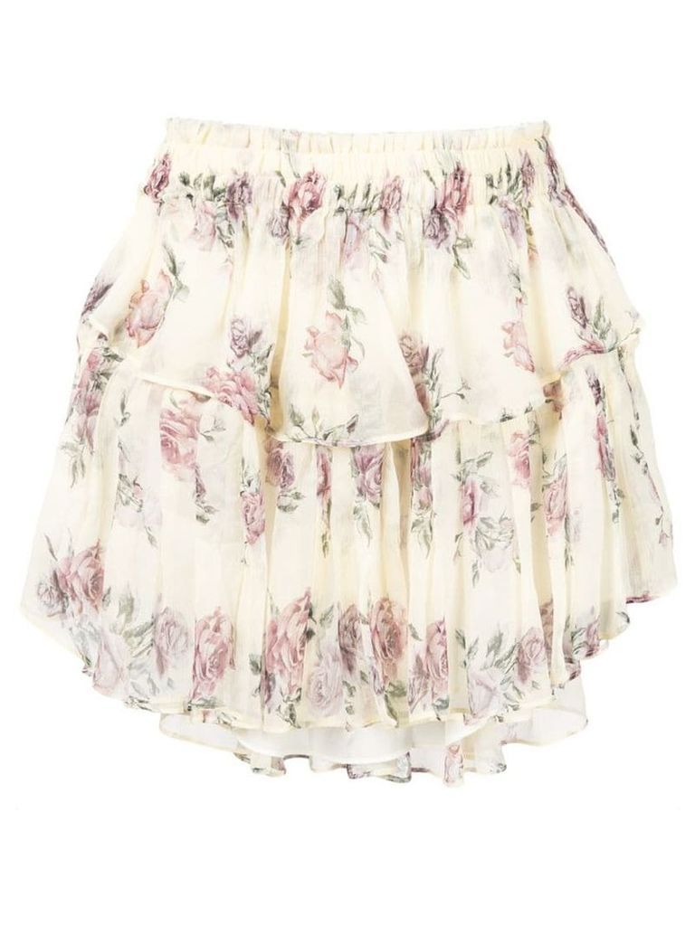Love Shack Fancy ruffle mini skirt - Neutrals