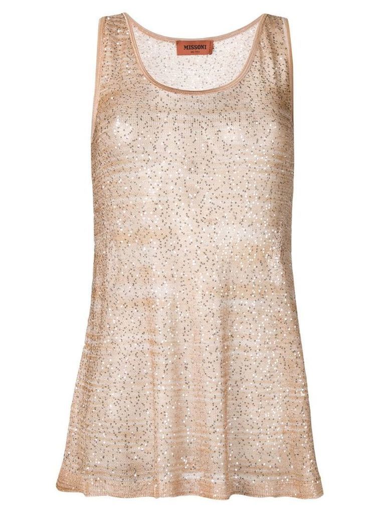 Missoni sequin embroidered tank top - Neutrals