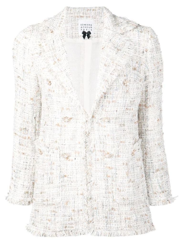 Edward Achour Paris fitted tweed blazer - White