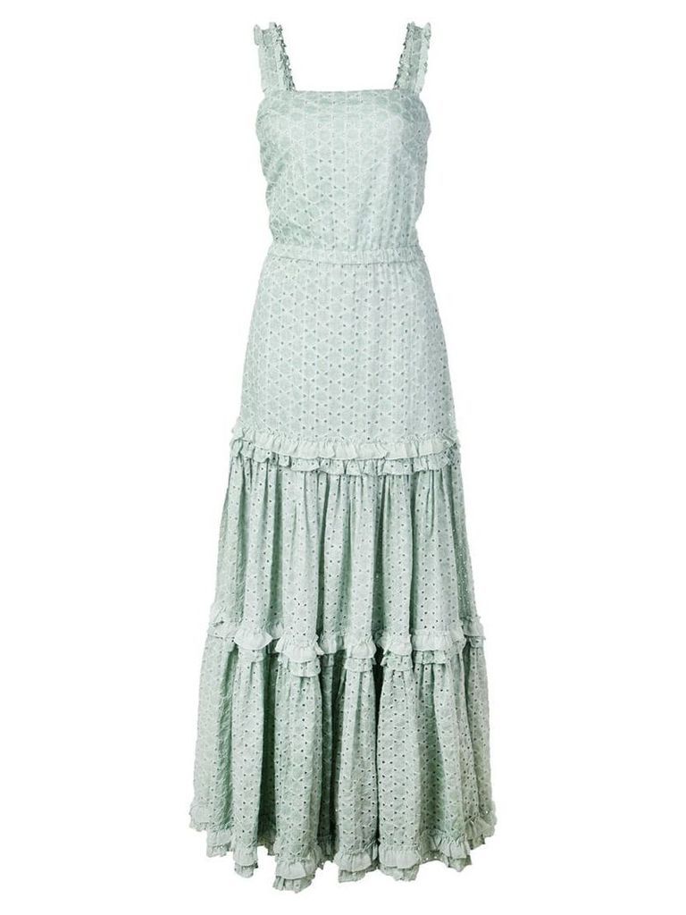 Alexis Milada broderie anglaise tiered dress - Green