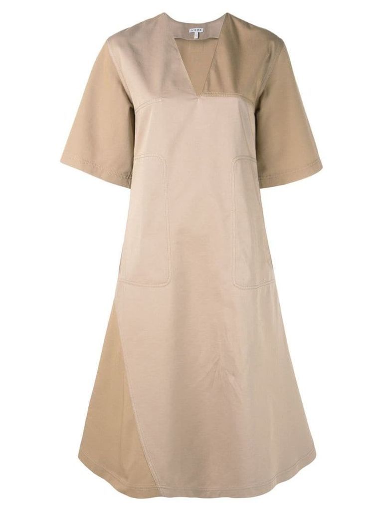 Loewe panelled A-line dress - Brown