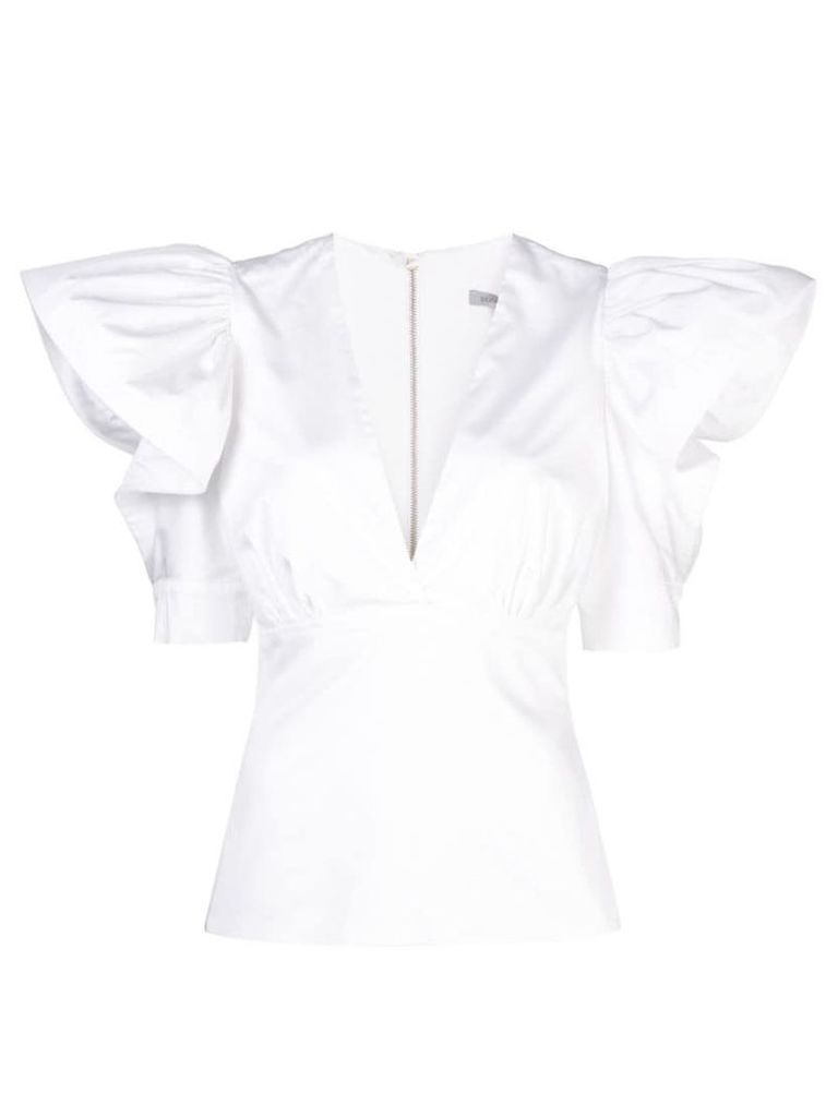 Silvia Tcherassi structured frill sleeve blouse - White