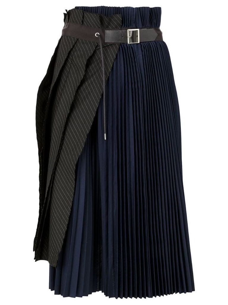 Sacai asymmetric pleated skirt - Blue