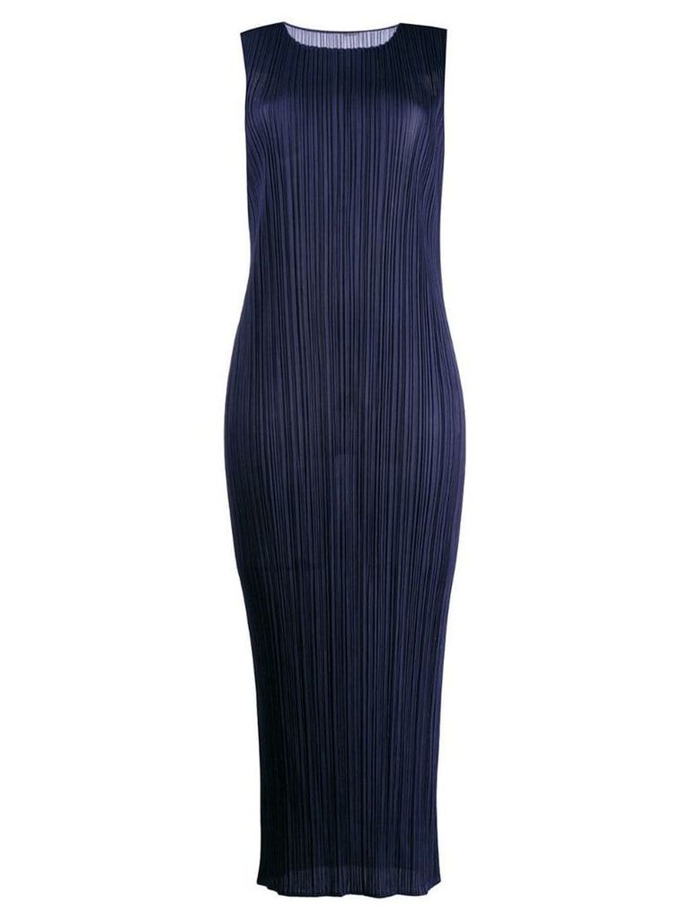 Pleats Please By Issey Miyake micro-pleated long dress - Blue
