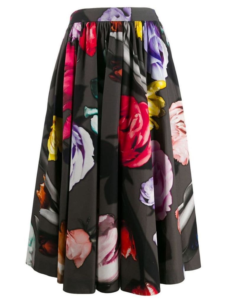Prada floral print pleated skirt - Grey