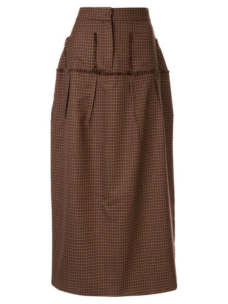 Wynn Hamlyn Etch check midi skirt - Brown