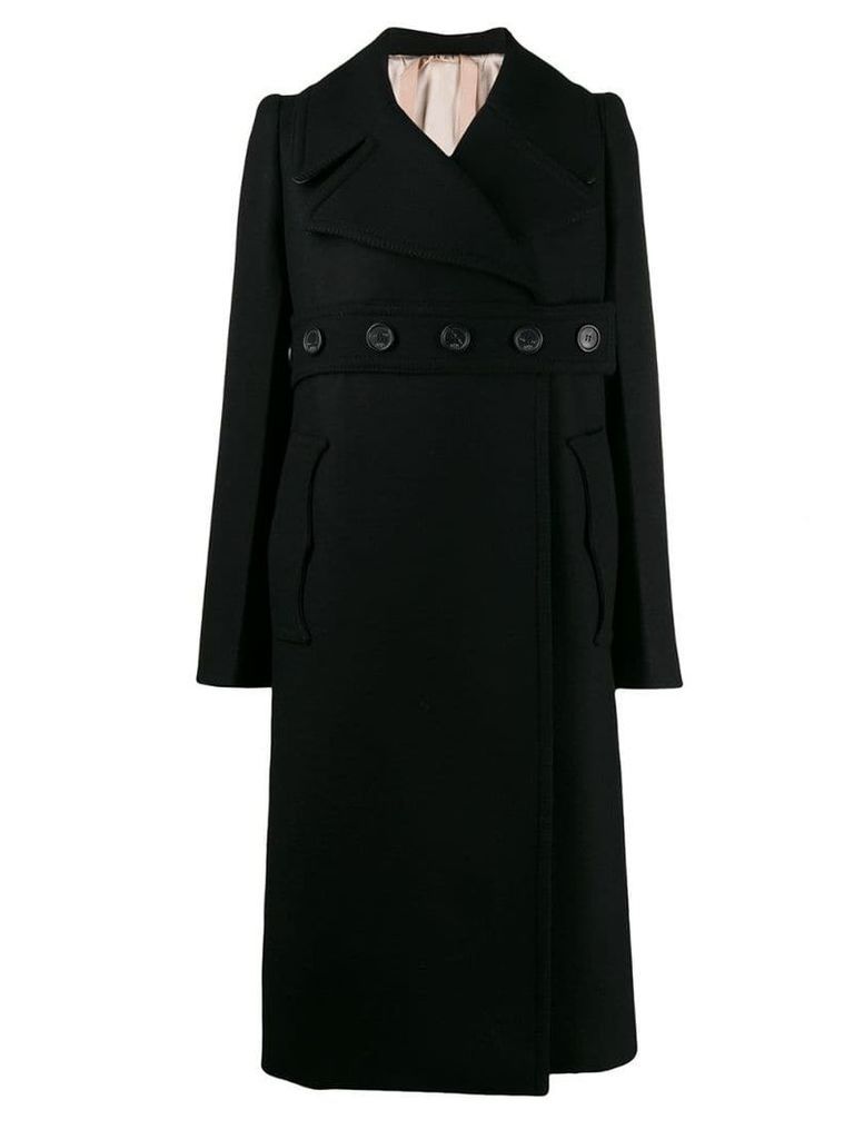 Nº21 A-line belted coat - Black