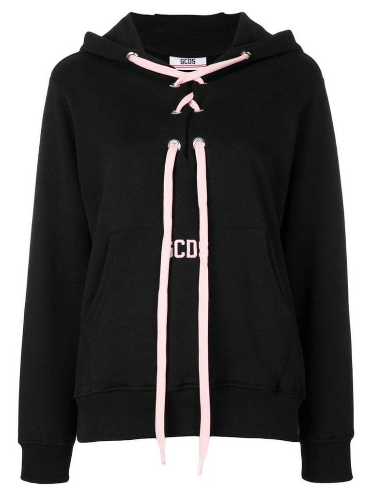 Gcds contrast drawstring hoodie - Black