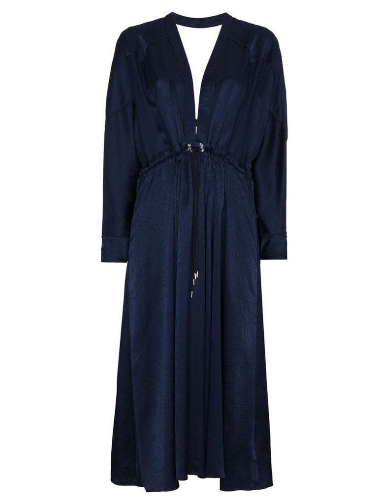 Jonathan Simkhai Santiago Silk Jacquard V Neck Dress - Blue