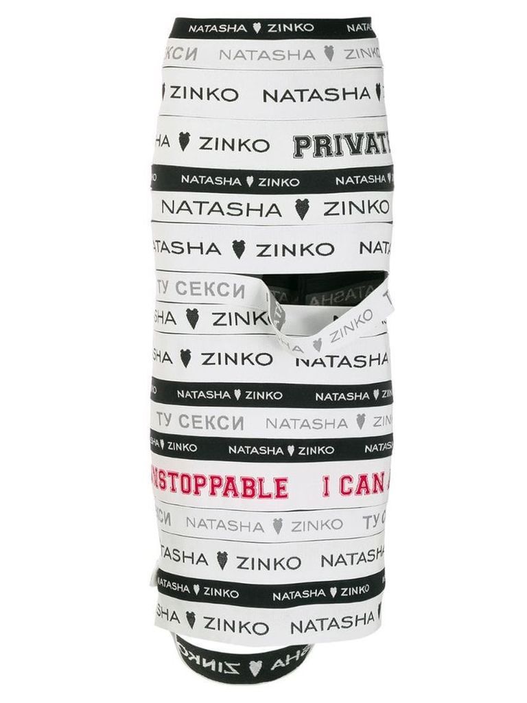 Natasha Zinko branded ribbons pencil skirt - Black