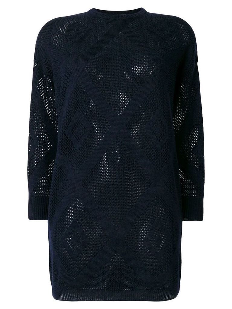 Versace Pre-Owned diamond net sheer jumper - Blue