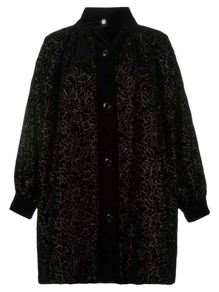 Yves Saint Laurent Pre-Owned floral embroidered coat - Black