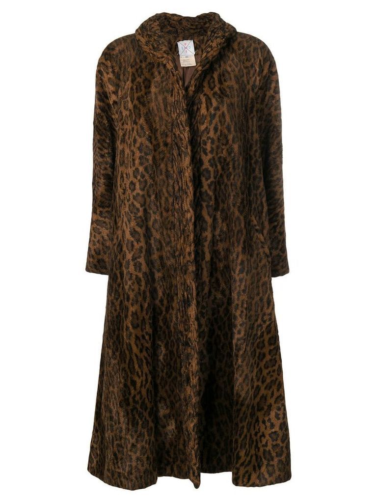 Fendi Pre-Owned leopard print oversized coat - Brown