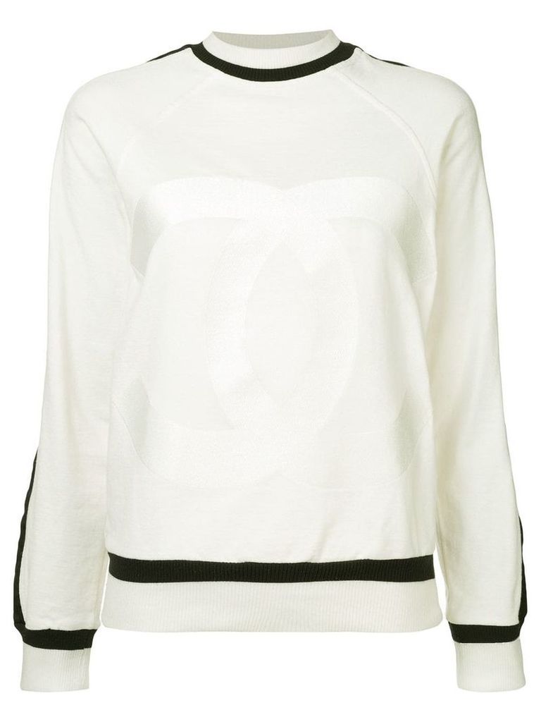Chanel Pre-Owned contrast trim sweater - White