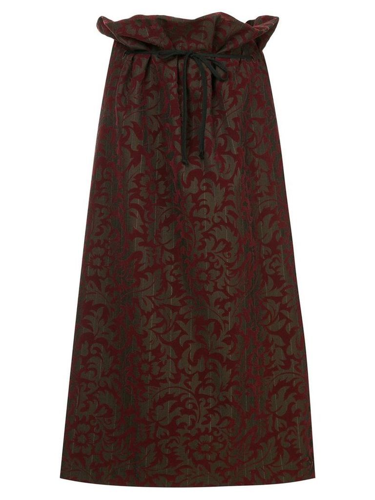 Comme Des Garçons Pre-Owned floral print pinstripe skirt - Red