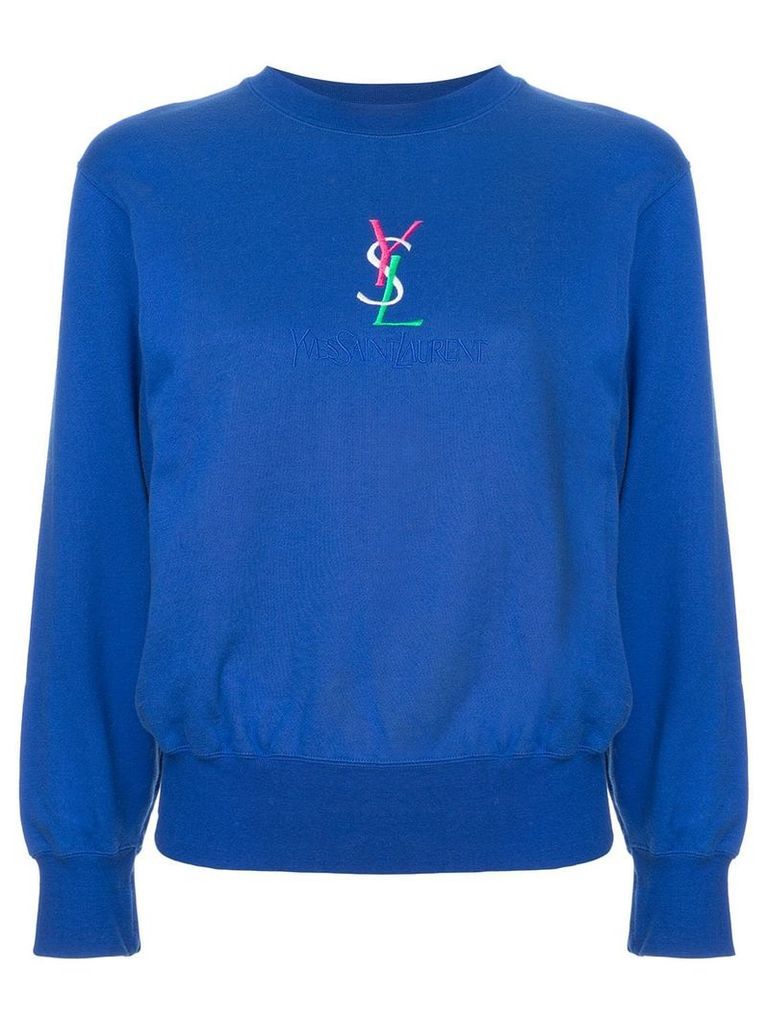 Yves Saint Laurent Pre-Owned embroidered logo sweatshirt - Blue