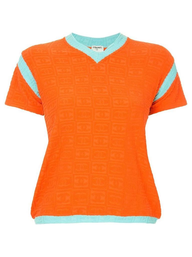 Chanel Pre-Owned 2002 CC embossed terry top - ORANGE