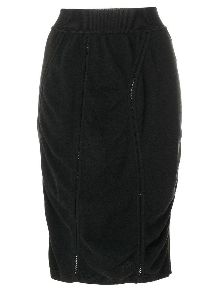 Alaïa Pre-Owned 1980's midi draped pencil skirt - Black