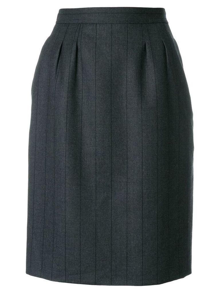 Yves Saint Laurent Pre-Owned tonal stripe straight skirt - Grey
