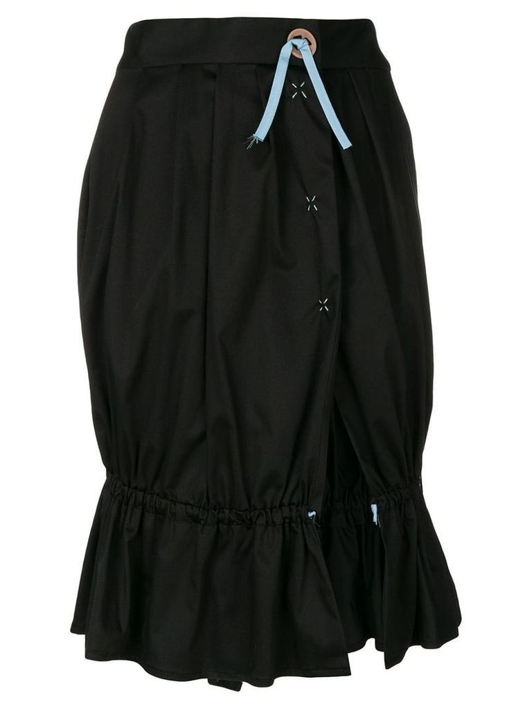 Romeo Gigli Pre-Owned side slit gathered skirt - Black