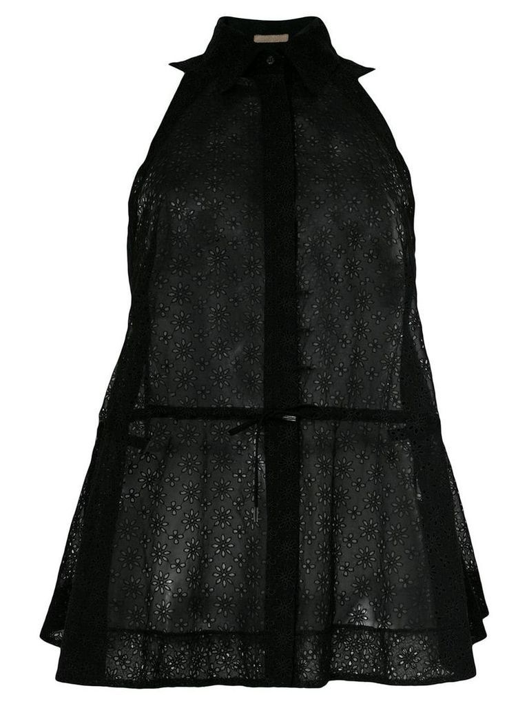 Alaïa Pre-Owned sheer drawstring sleeveless shirt - Black