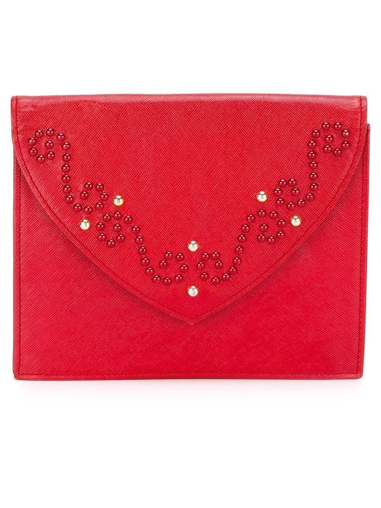 Yves Saint Laurent Pre-Owned studded clutch - Red