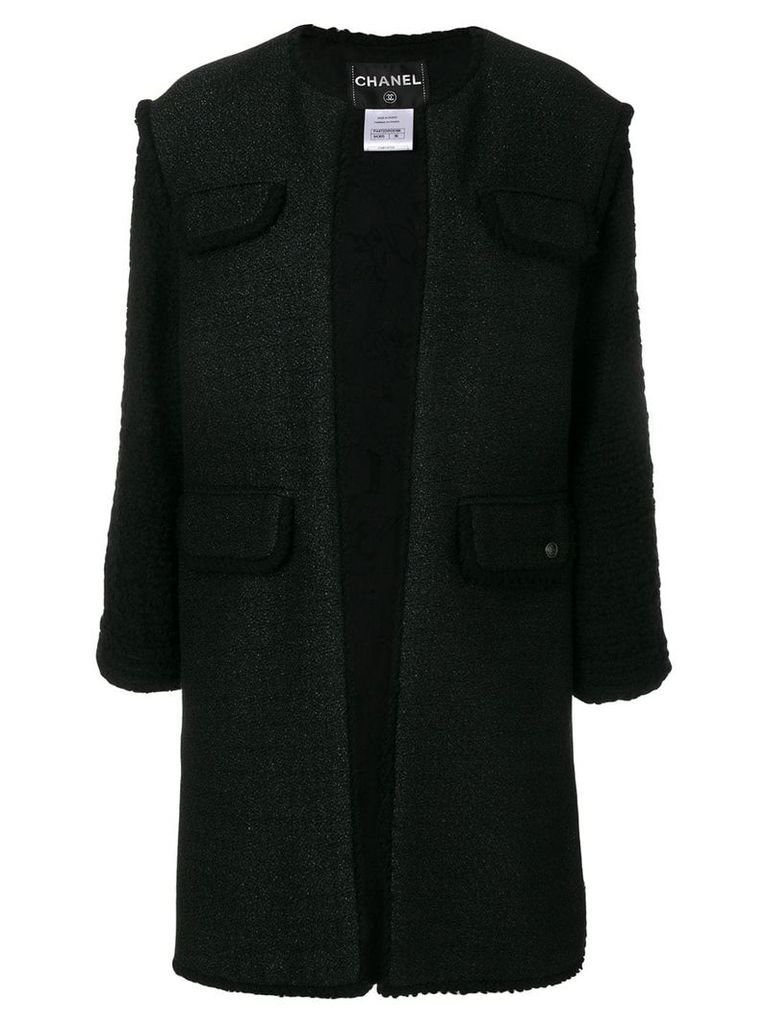 Chanel Pre-Owned frayed open coat - Black