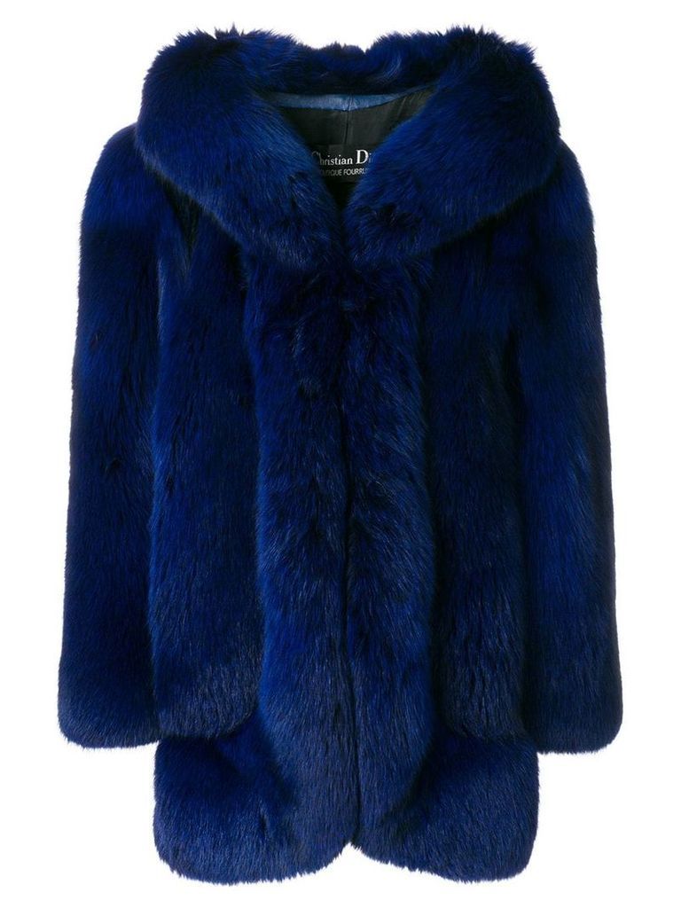 Christian Dior Pre-Owned oversized fur coat - Blue