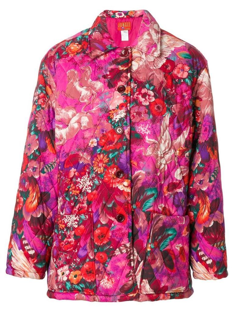 Kenzo Pre-Owned Pegas print quilted coat - PINK