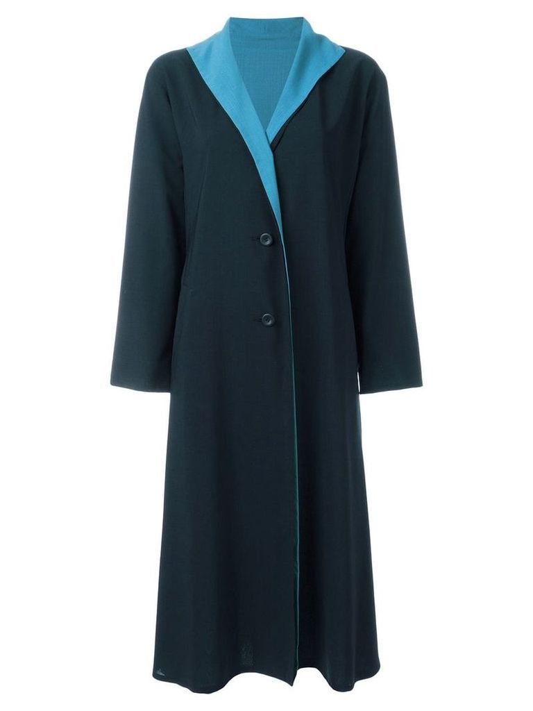 Issey Miyake Pre-Owned contrast lapel coat - Blue