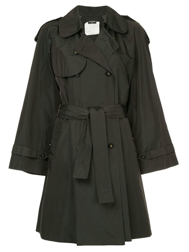 Chanel Pre-Owned belted midi trench coat - Black