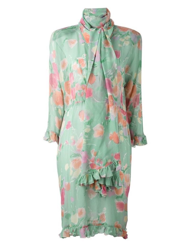 Christian Dior Pre-Owned scarf floral print dress - Green