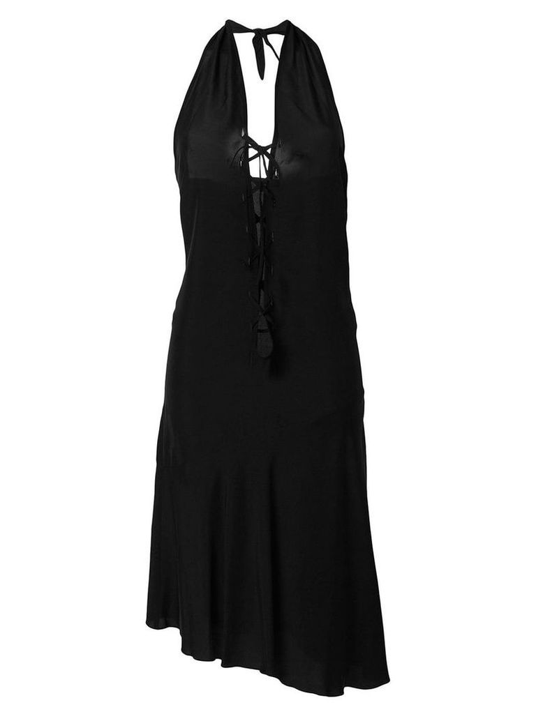 Romeo Gigli Pre-Owned lace-up asymmetric dress - Black