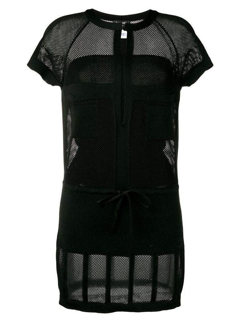 Chanel Pre-Owned mesh panel mini dress - Black