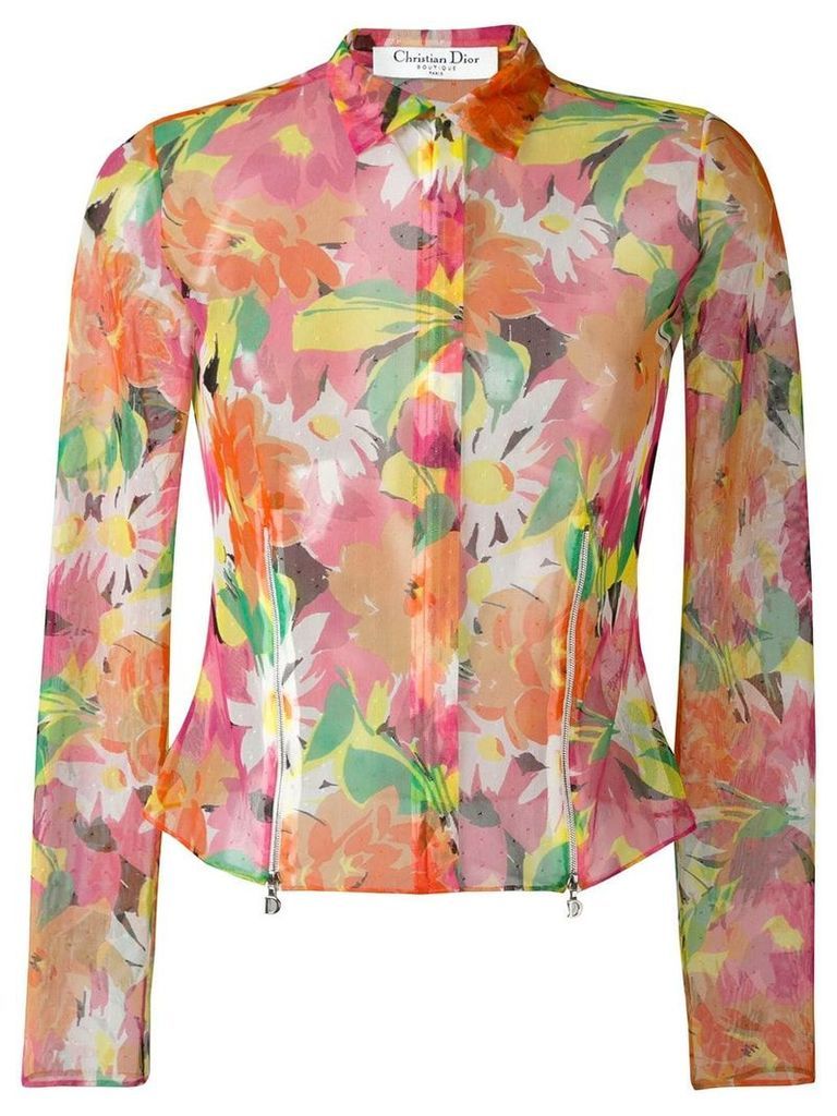 Christian Dior Pre-Owned sheer floral print jacket - Multicolour