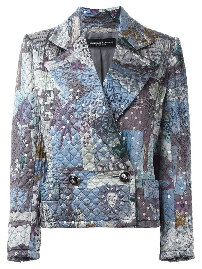Jean Louis Scherrer Pre-Owned sequin quilted jacket - Grey