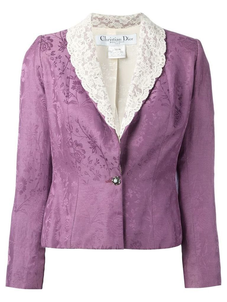 Christian Dior Pre-Owned cropped lace lapel blazer - PINK