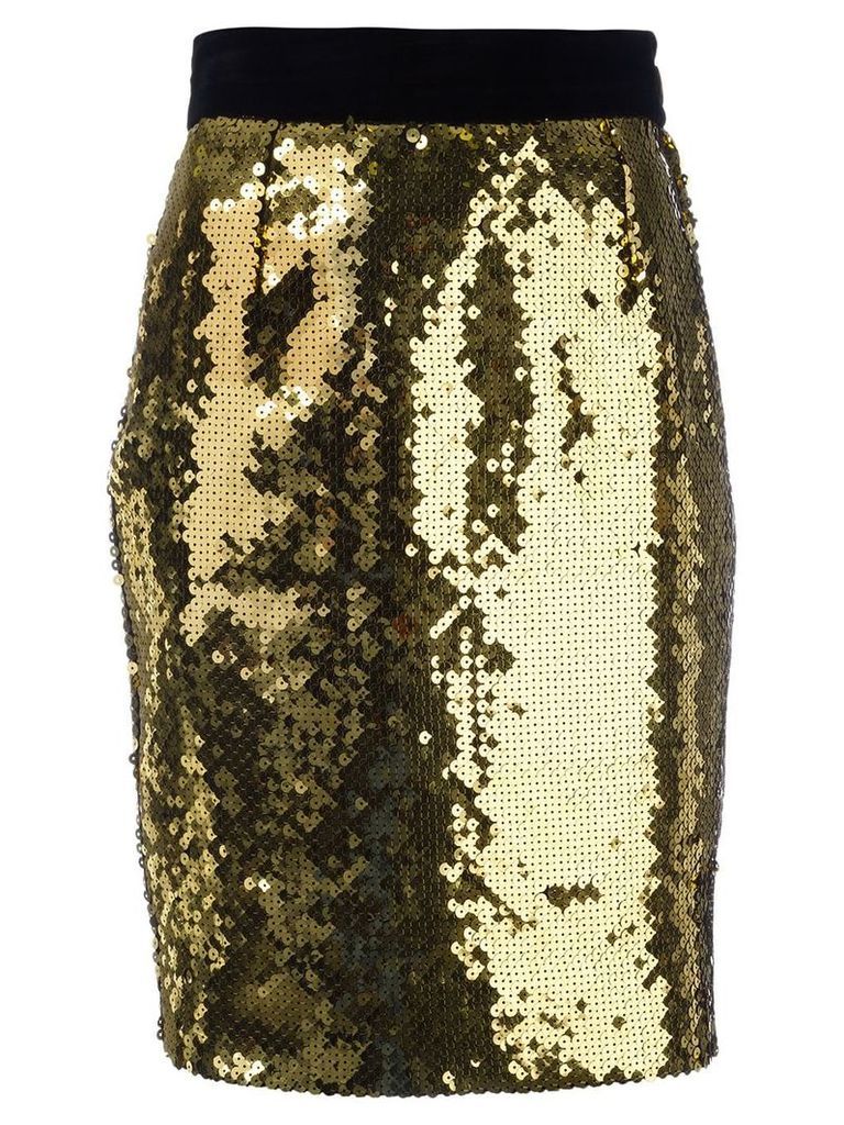 Moschino Pre-Owned sequin pencil skirt - Yellow