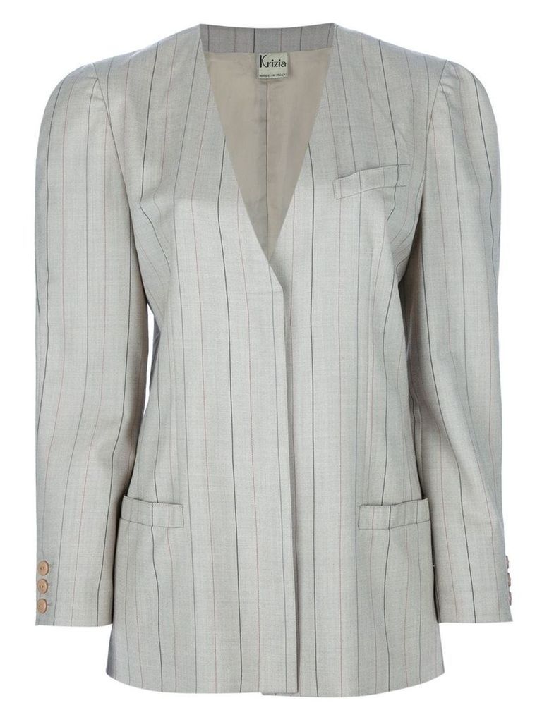 Krizia Pre-Owned pin stripe skirt suit - Brown