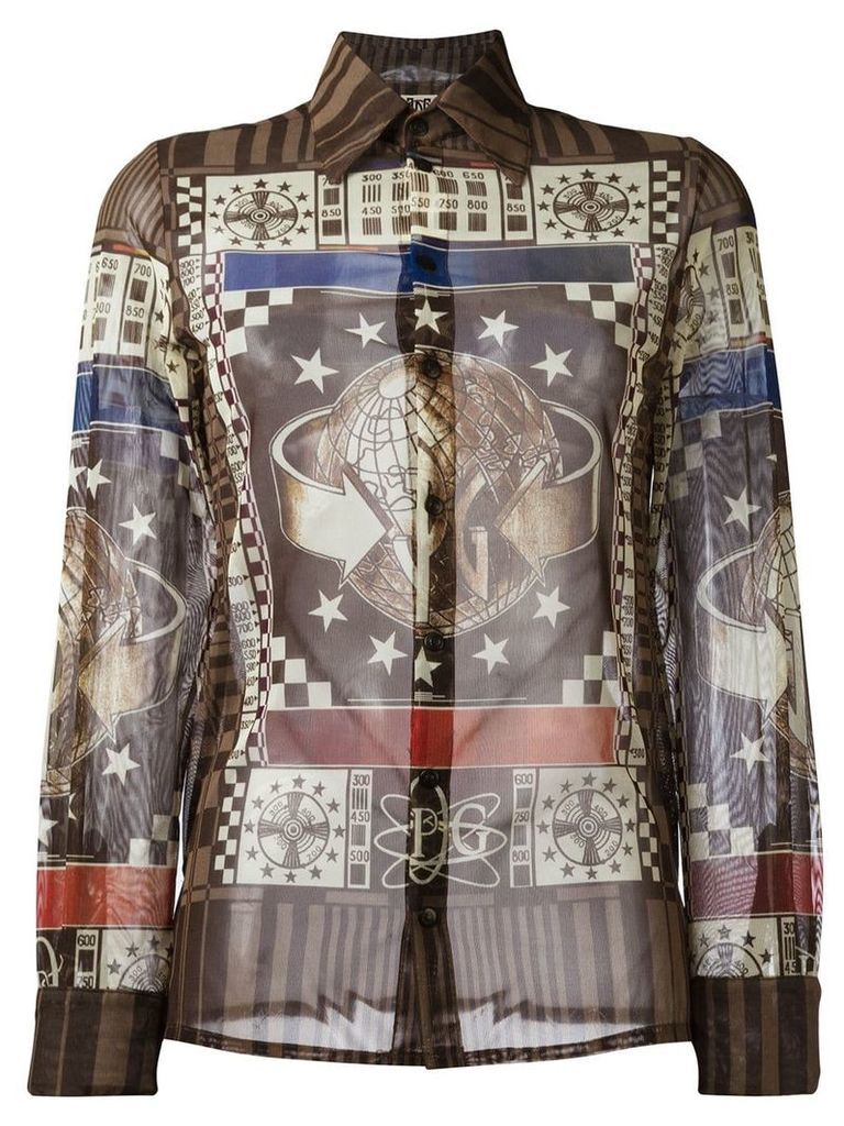 Jean Paul Gaultier Pre-Owned world print shirt - Brown