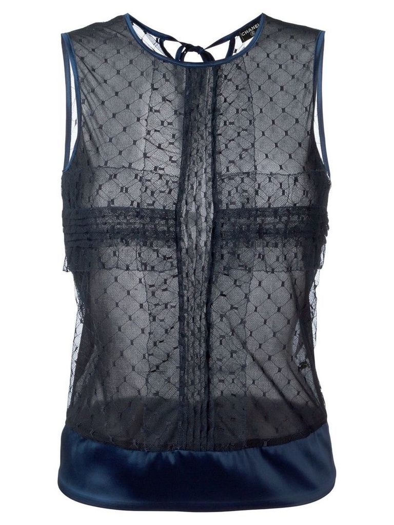 Chanel Pre-Owned netted sheer top - Blue