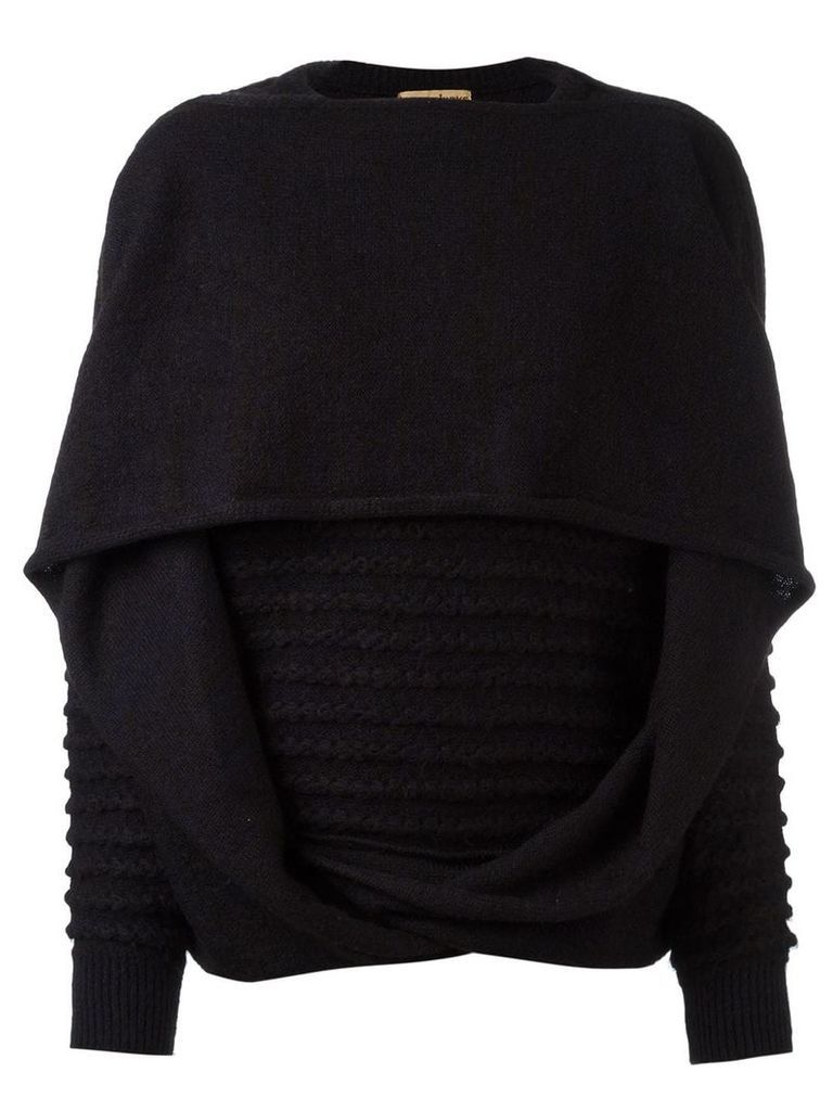 Issey Miyake Pre-Owned knitted draped sweater - Black