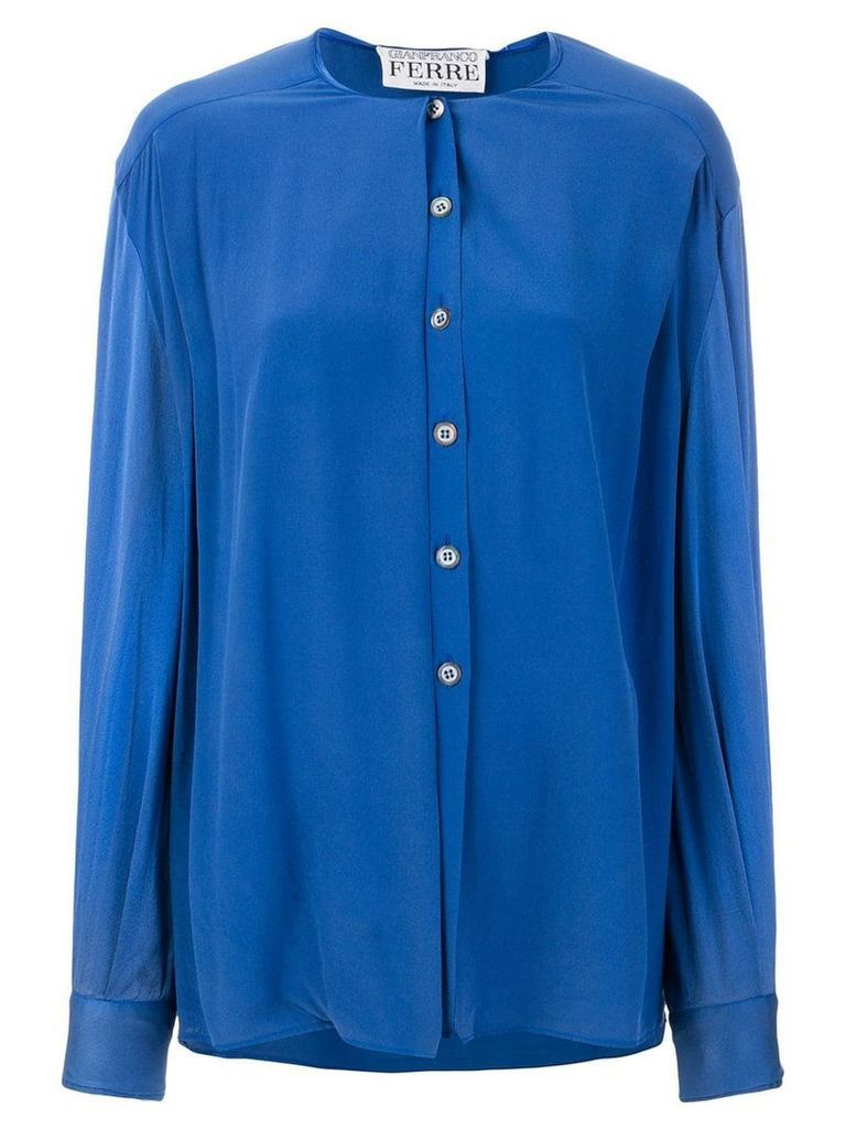 Gianfranco Ferré Pre-Owned collarless shirt - Blue