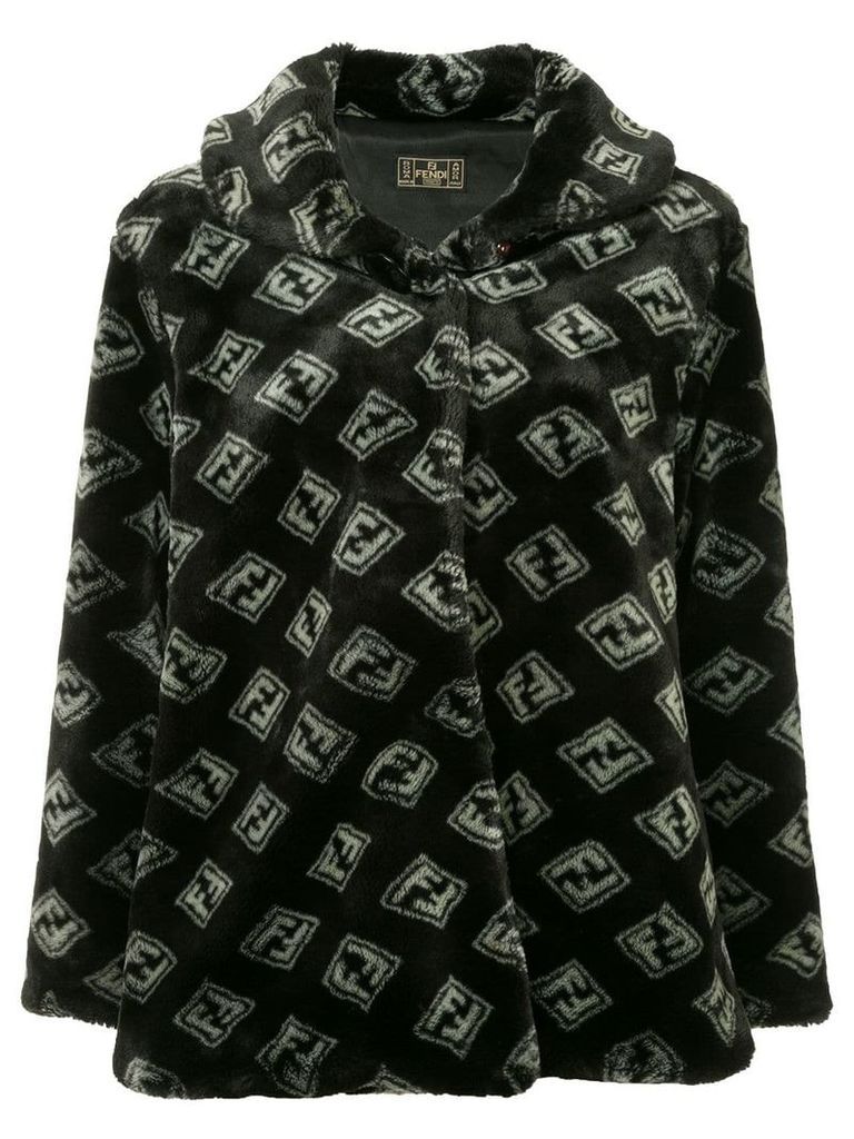 Fendi Pre-Owned Fendi Pre-Owned Zucca pattern long sleeve coat - Black
