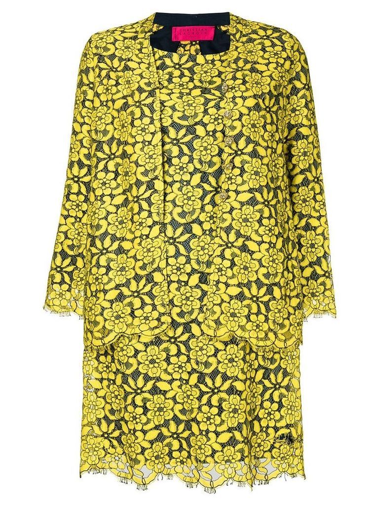 Christian Lacroix Pre-Owned floral lace dress & jacket - Yellow