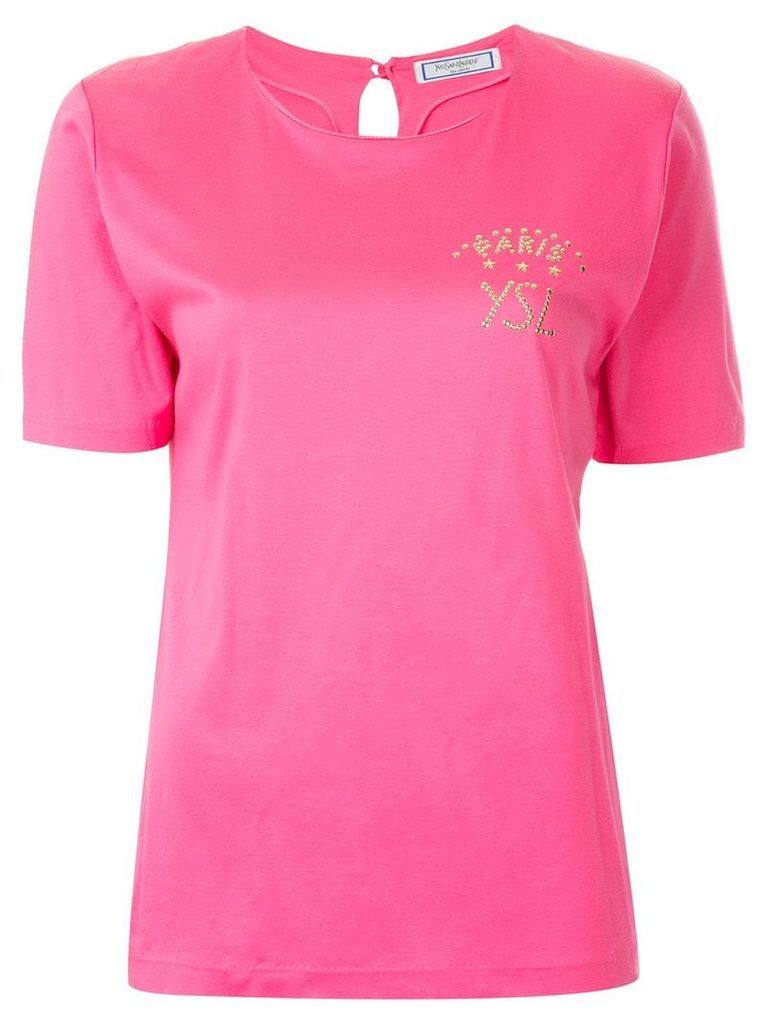 Yves Saint Laurent Pre-Owned studded logo T-shirt - PINK