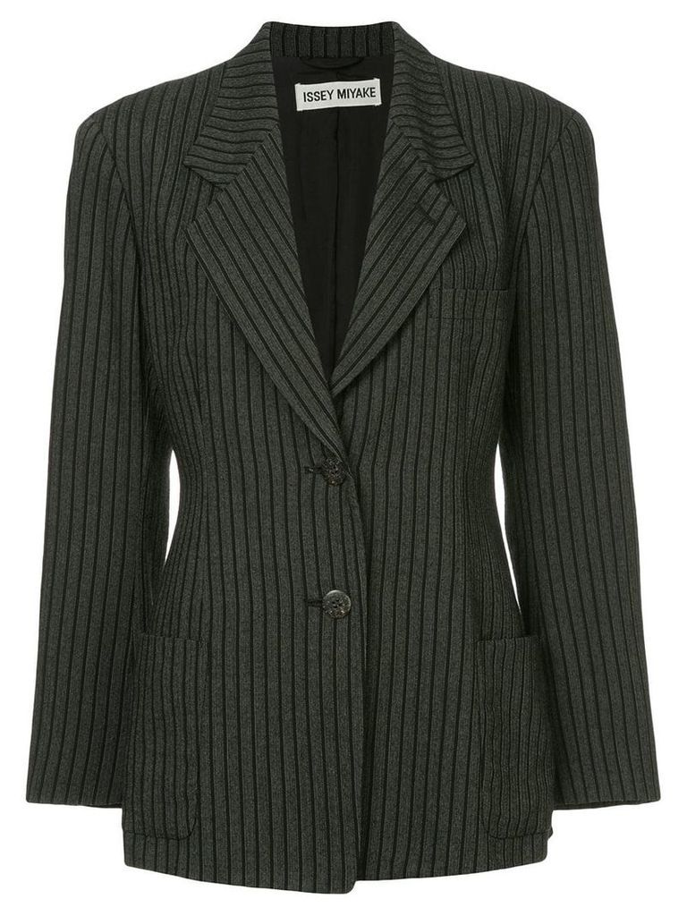 Issey Miyake Pre-Owned pinstripe fitted blazer - Grey