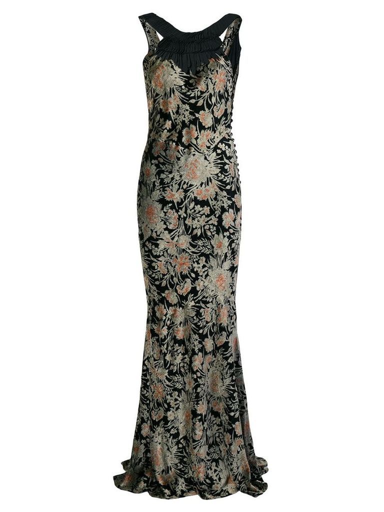 John Galliano Pre-Owned floral print gown - Black